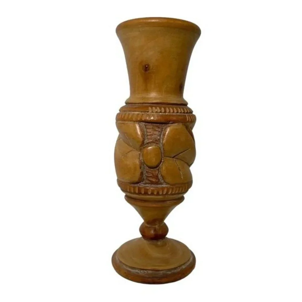 Hand Carved Wood Vase 8